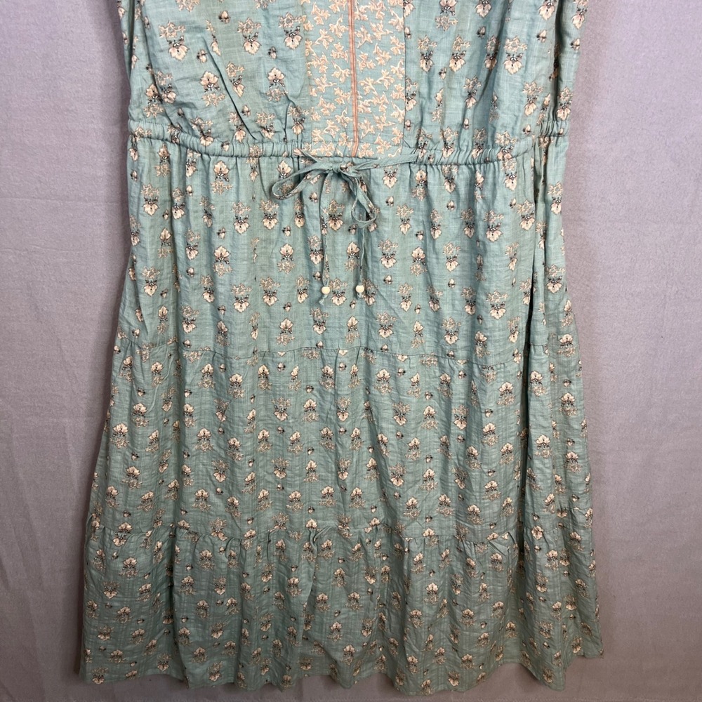 Lucky Brand Midi Dress Plus Size 3X Mint Sage Floral Tiered Boho Cottagecore NWT - Picture 6 of 10